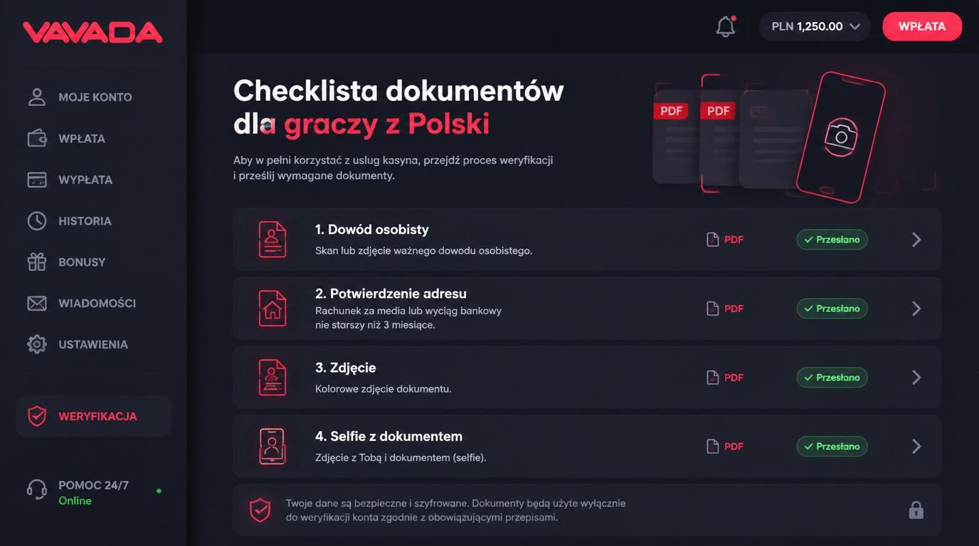 Lista dokumentów potrzebnych do weryfikacji KYC w Vavada